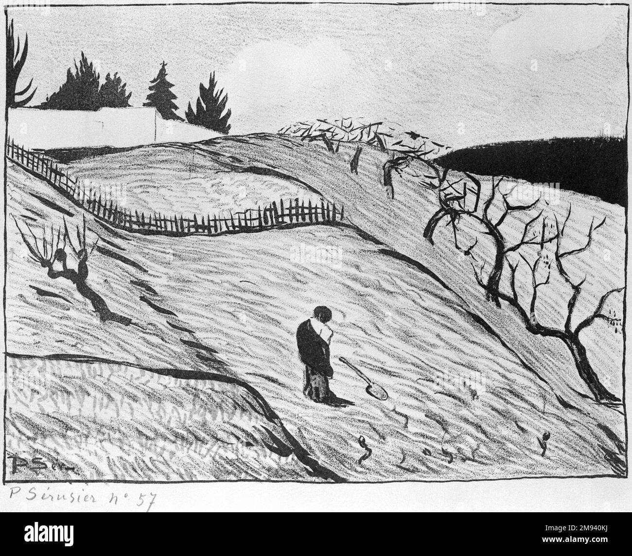 Paysage Paul Sérusier (French, 1863-1927). Paysage, 1893. Lithograph on paper, image: 9 x 11 13/16 in. (22.9 x 30 cm).   European Art 1893 Stock Photo