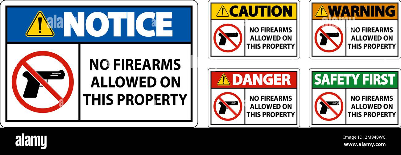 Notice Sign No Firearms Allowed On This Property Stock Vector