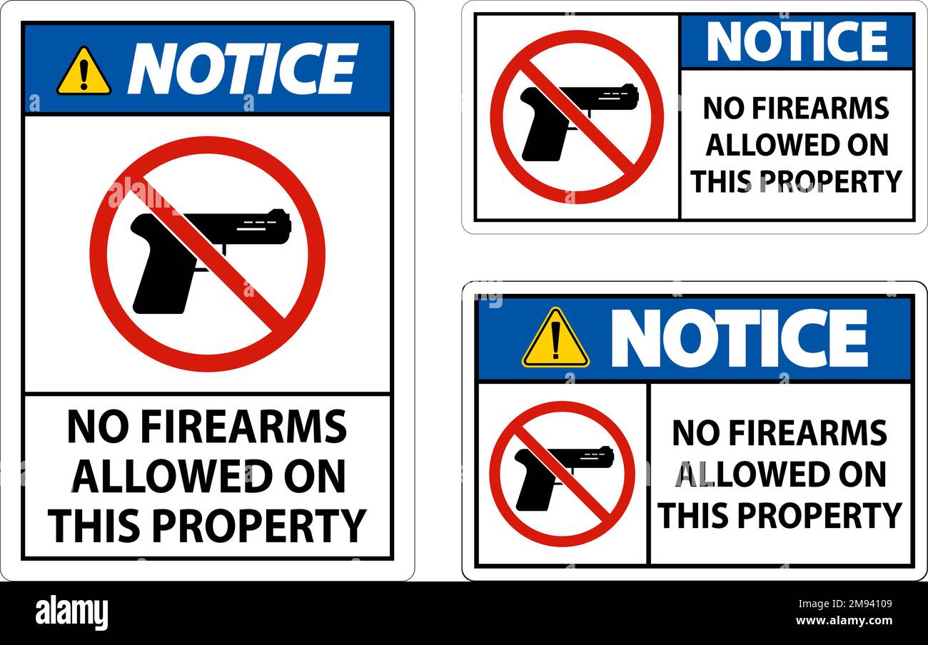 Notice Sign No Firearms Allowed On This Property Stock Vector