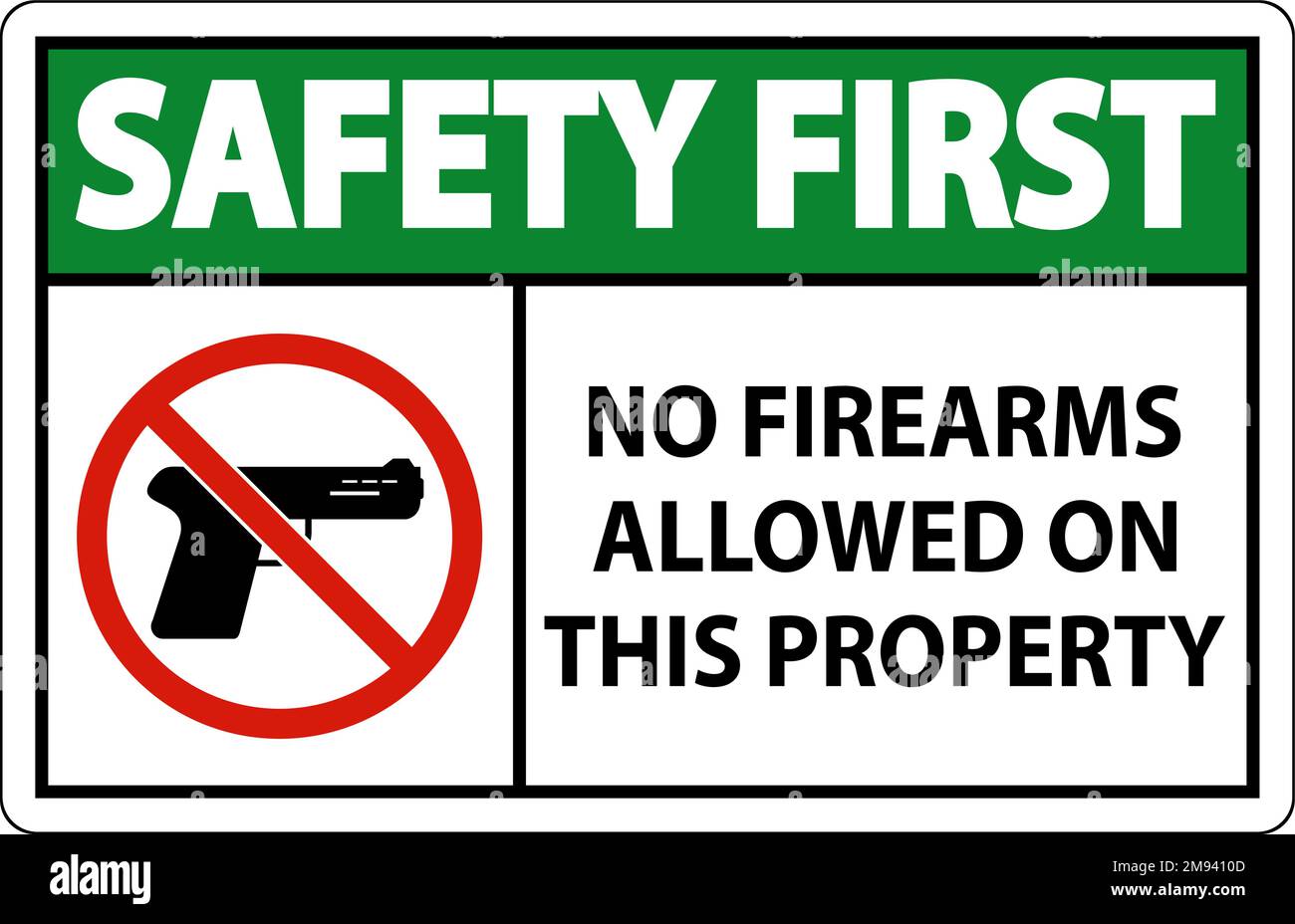 Safety First Sign No Firearms Allowed On This Property Stock Vector