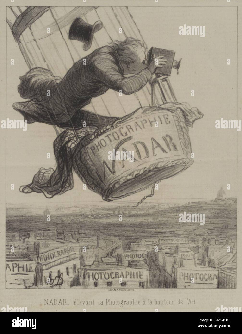 Nadar Élevant la Photographie à la Hauteur de l'Art Honoré Daumier (French, 1808-1879). , May 25, 1862. Lithograph on newsprint, Sheet: 13 1/4 x 9 3/4 in. (33.7 x 24.8 cm).   European Art May 25, 1862 Stock Photo