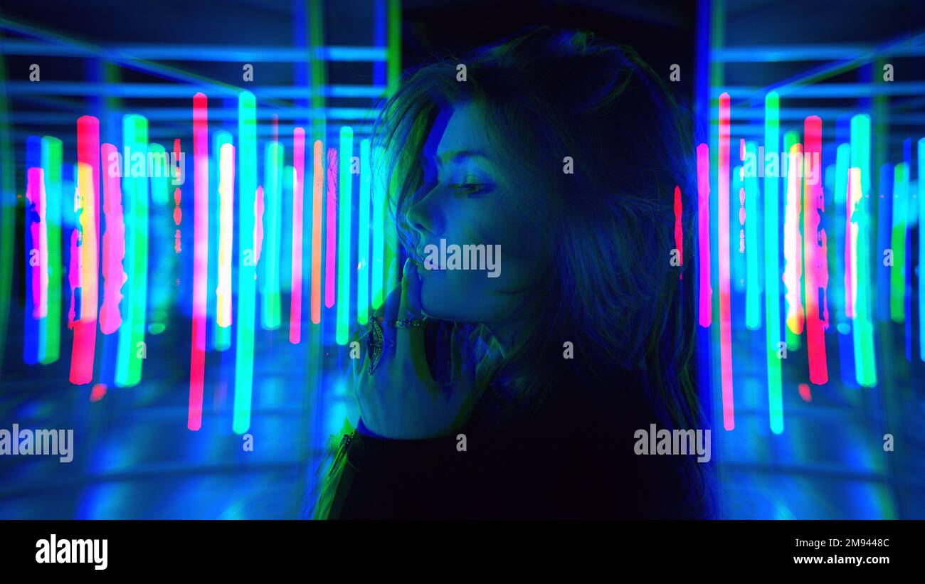 Glitch Double Exposure Portrait in Sensual Expressive Bizarre Dancer