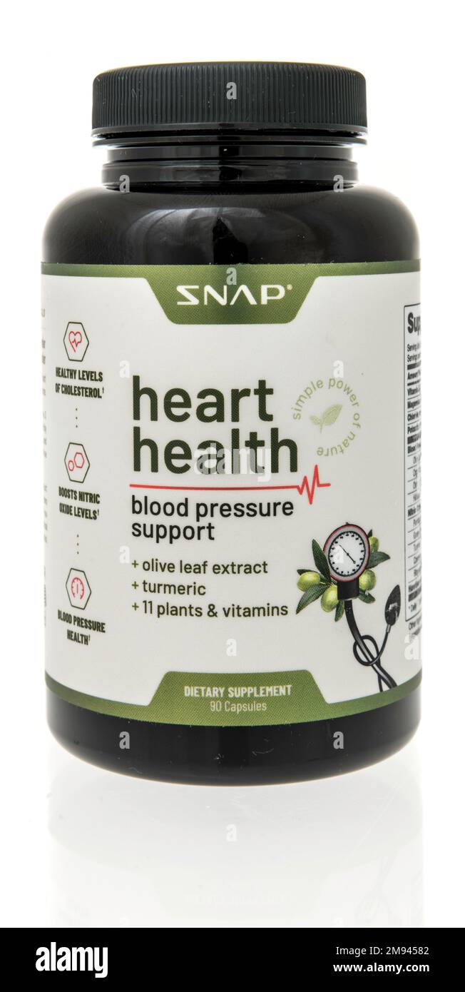 Winneconne, WI - 8 January 2023: A bottle of Snap heart health supplement on an isolated background. Stock Photo