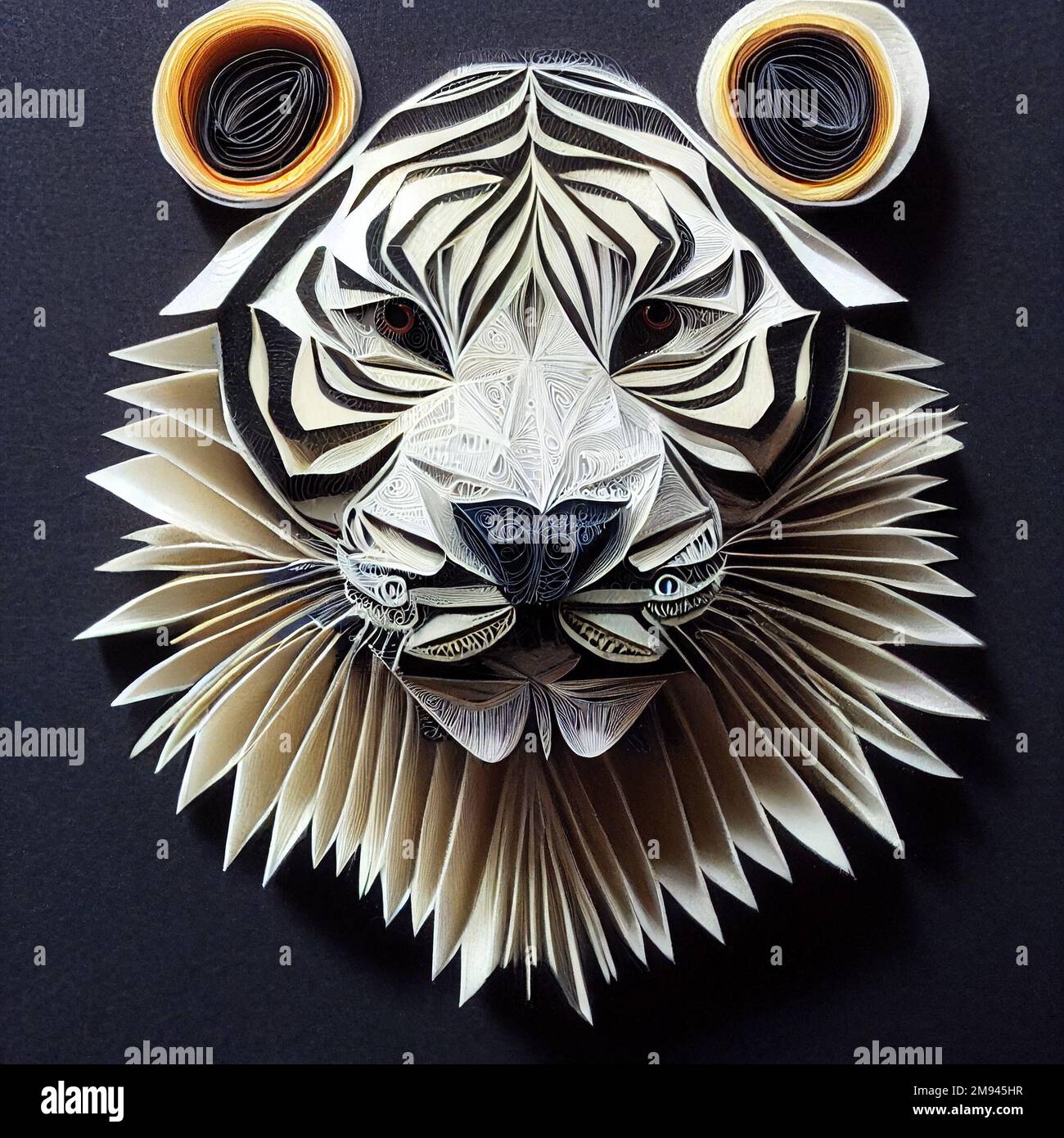 Splendid paper quilling tiger in digital art 3D illustration. Realistic  abstract paper craft in geometric shape of bengal asian tiger head for  Stock Photo - Alamy