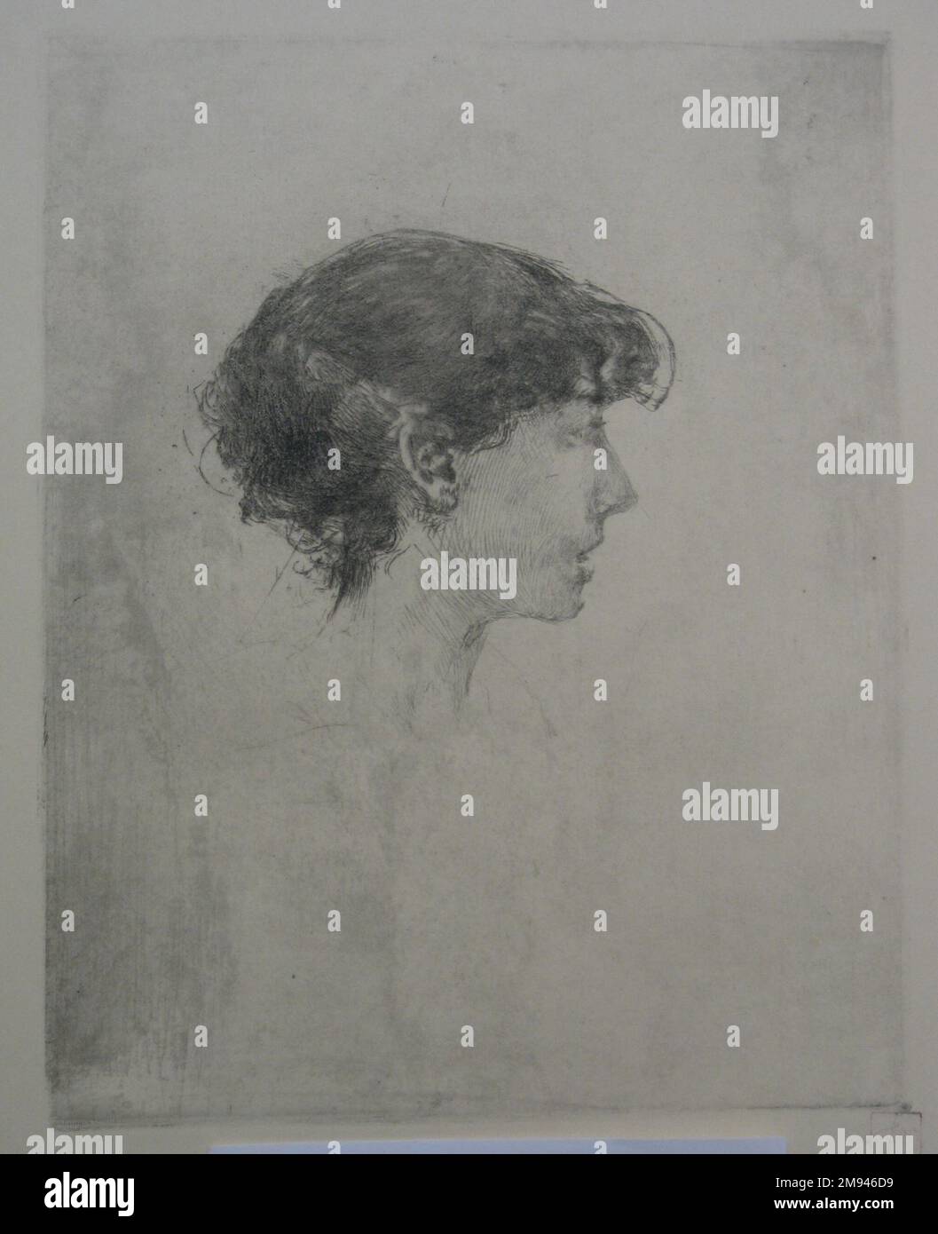 Profile Turned to the Right Robert Frederick Blum (American, 1857-1903). , n.d. Etching on cream colored wove paper, sheet: 19 x 13 in. (48.3 x 33 cm).   American Art n.d. Stock Photo