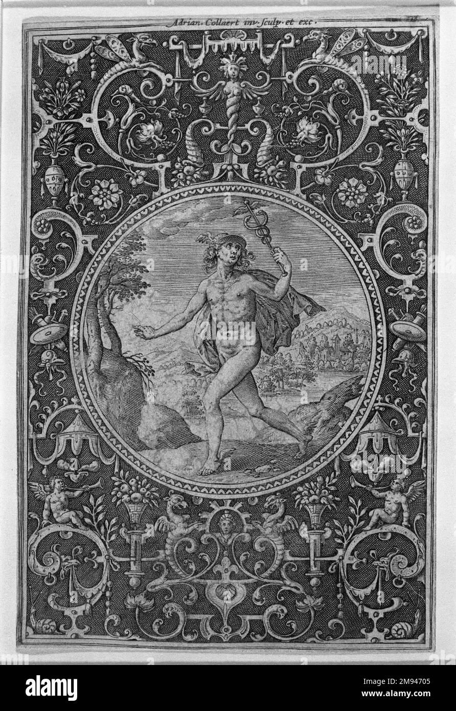 Mercury Adriaen Collaert (Flemish, 1560-1618). , n.d. Engraving on laid paper, 5 1/2 x 3 9/16 in. (13.9 x 9.1 cm).   European Art n.d. Stock Photo