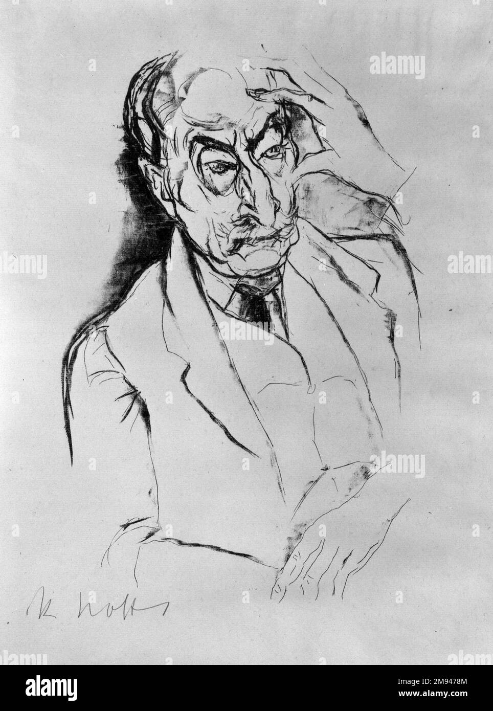 Portrait of Max Liebermann Rudolf Grossman (German, 1882-1941).. Lithograph on laid paper, 11 3/4 x 7 3/4 in. (29.8 x 19.7 cm).   European Art Stock Photo