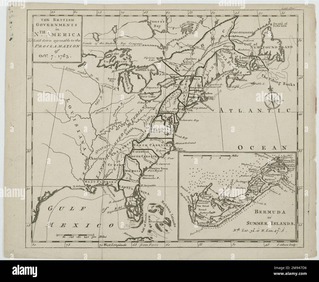 Map of The British Governments in North America J. Gibson. , 1763 ...