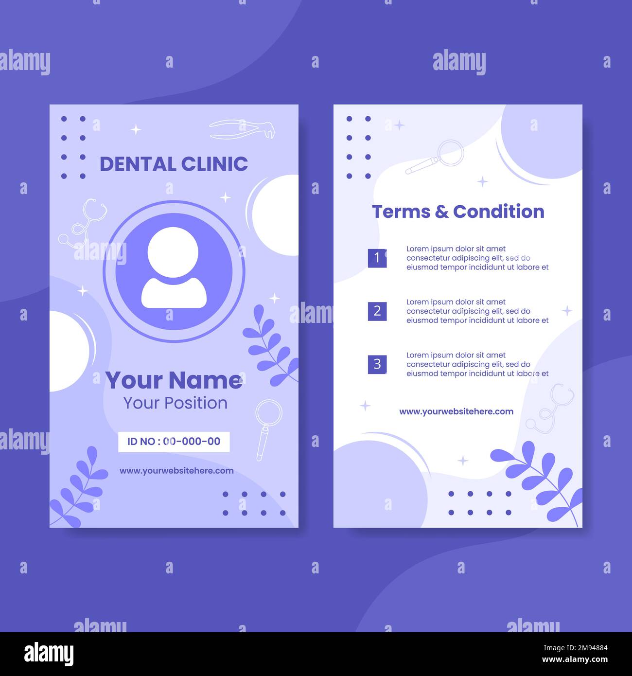 Dental Care and Clinic Id Card Flat Cartoon Hand Drawn Templates Illustration Stock Vector Image
