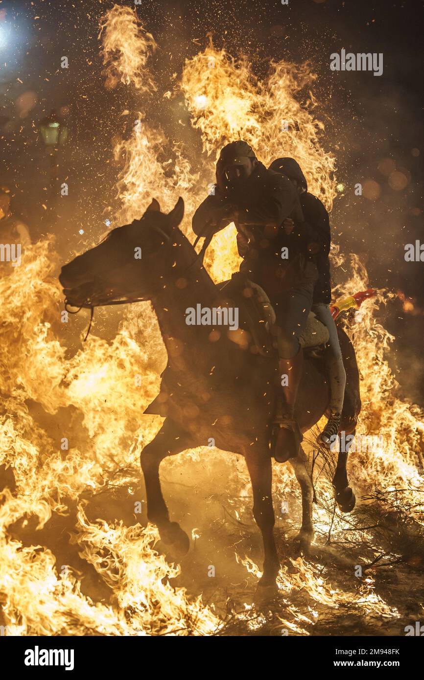 San Bartolome De Pinares, Spain. 16th Jan, 2023. A rider and horse go ...