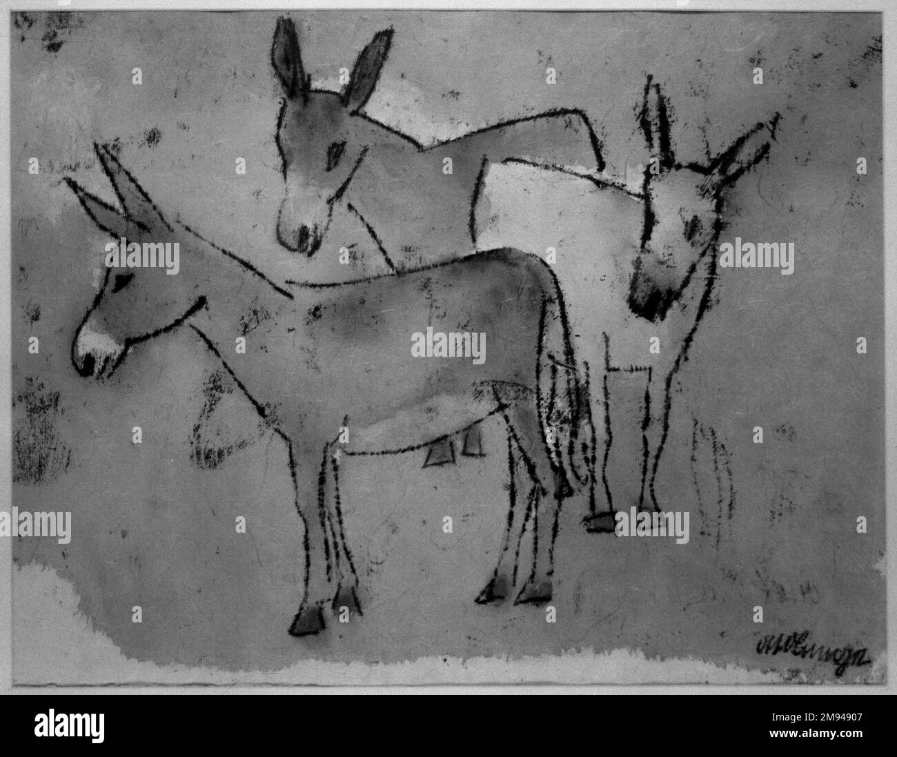 Three Donkeys Otto Lange (German, 18791944).. Watercolor, 12 3/4 x 16