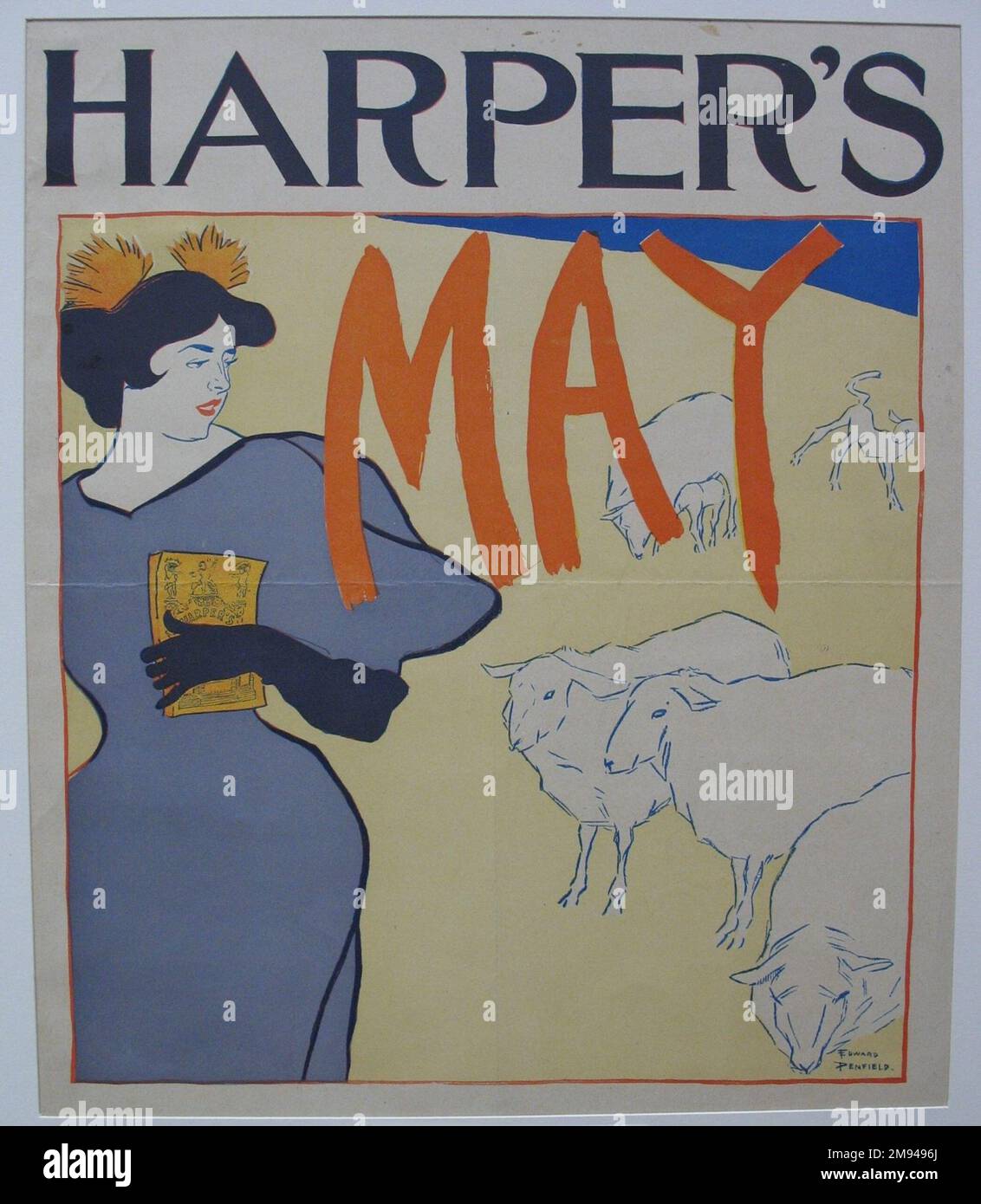 Harper's Poster - May 1895 Edward Penfield (American, 1866-1925). , 1895. Lithograph on wove paper, Sheet: 16 3/4 x 13 3/8 in. (42.5 x 34 cm).   American Art 1895 Stock Photo