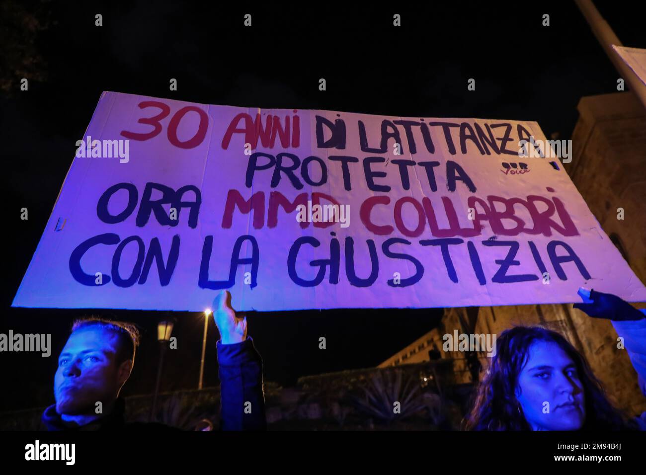 Palermo, Italy. 16th Jan, 2023. Demonstration in Palermo against the Mafia after the arrest of Matteo Messina Denaro. (Credit Image: © Antonio Melita/Pacific Press via ZUMA Press Wire) EDITORIAL USAGE ONLY! Not for Commercial USAGE! Stock Photo