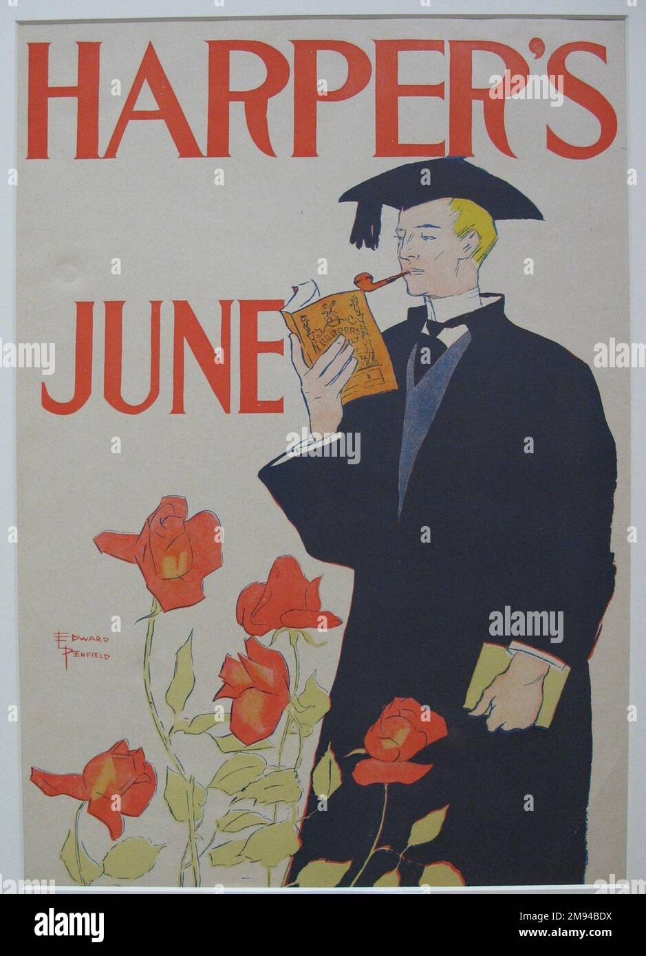 Harper's Poster - June 1895 Edward Penfield (American, 1866-1925). , 1895. Lithograph on wove paper, 18 1/4 x 12 7/8 in. (46.4 x 32.7 cm).   American Art 1895 Stock Photo