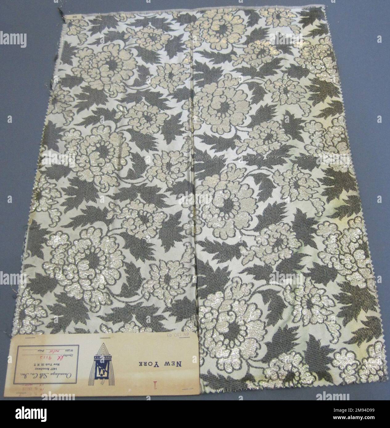 Textile Swatches Onondaga Silk Company, Inc. (1925-1981). , 1948-1959. 72 acetate; 16 rayon; 12 metal, 25 x 18 in. (63.5 x 45.7 cm).    1948-1959 Stock Photo