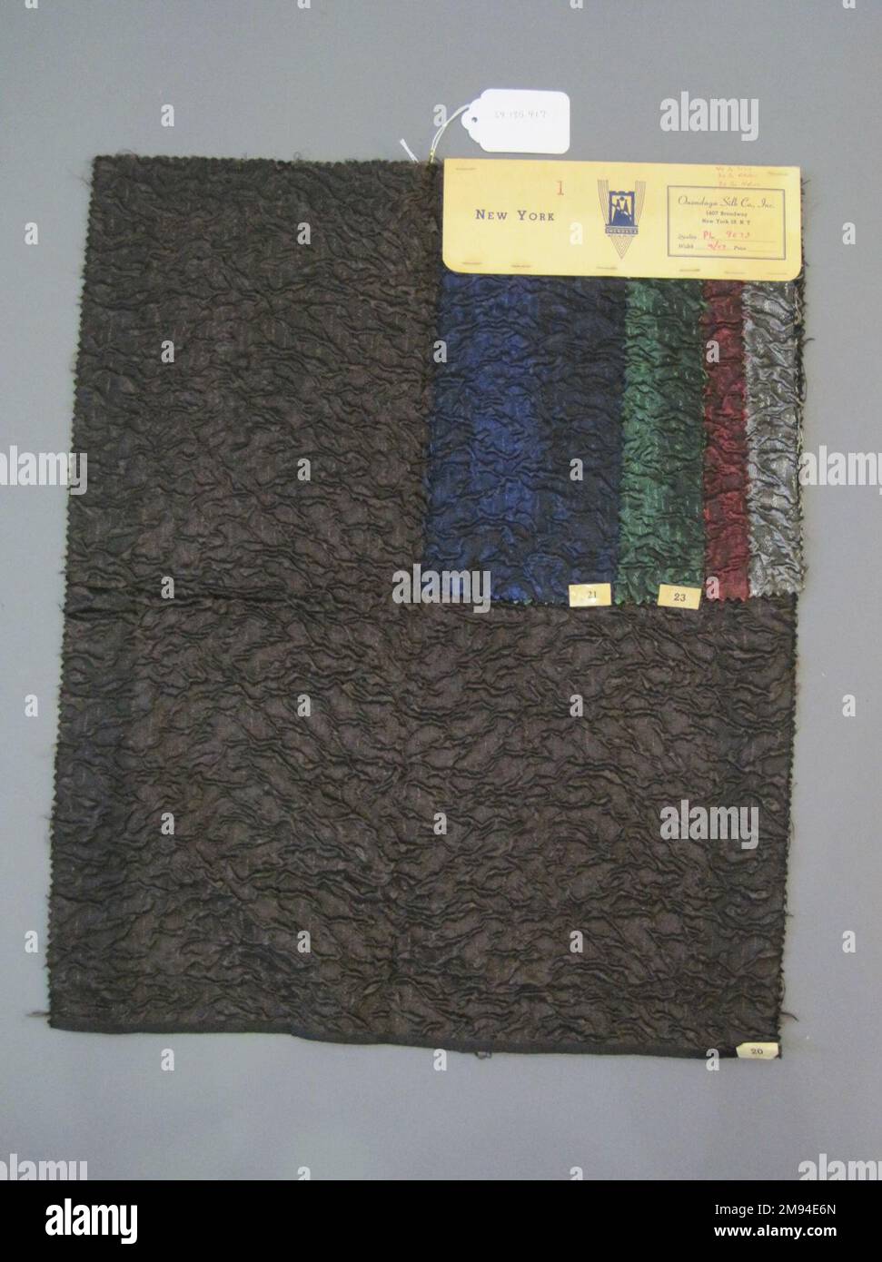 Textile Swatches Onondaga Silk Company, Inc. (1925-1981). , 1948-1959. 40 silk, 30 nylon, 30 rayon, 21 3/4 x 18 in. (55.2 x 45.7 cm).    1948-1959 Stock Photo