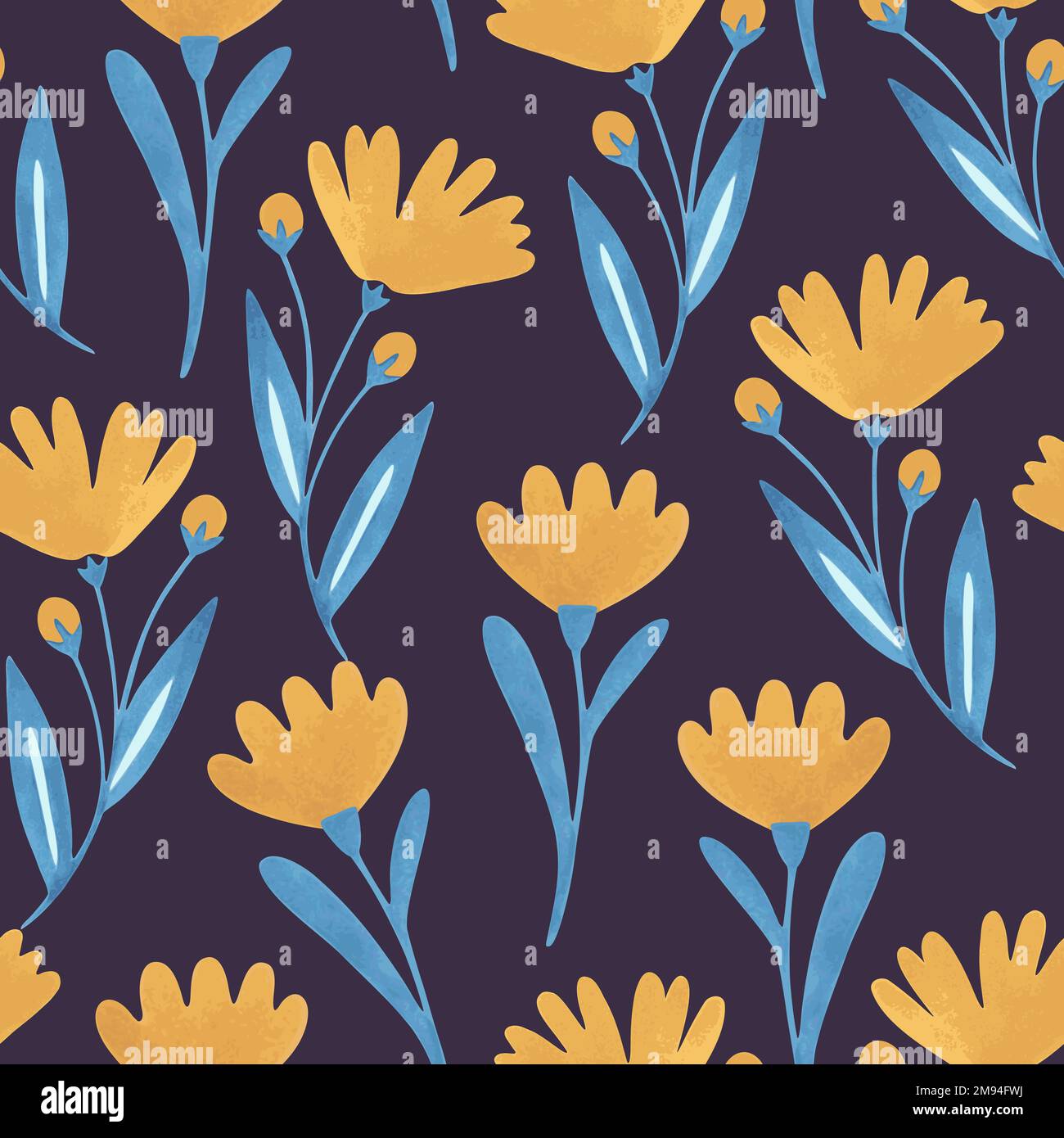 Seamless pattern with cute doodle pastel flowers. Vector illustration Stock Vector