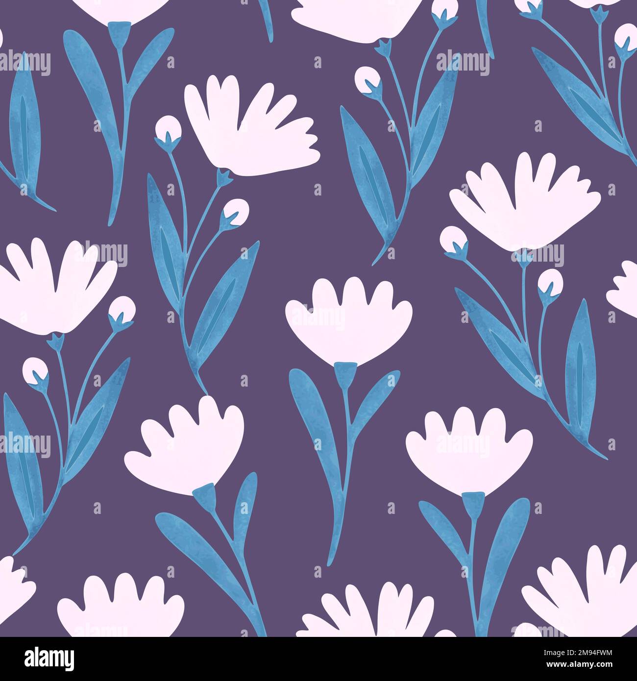 Seamless pattern with cute doodle pastel flowers. Vector illustration Stock Vector