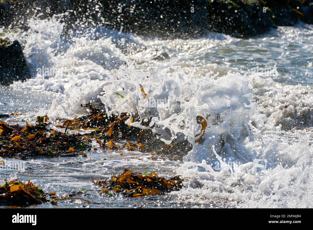 Ocean waves on rock shore hi-res stock photography and images - Alamy