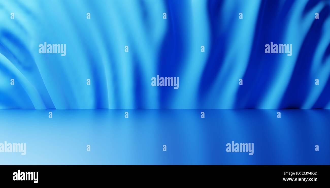 3d rendering of blue abstract minimal background. Scene for advertising ...