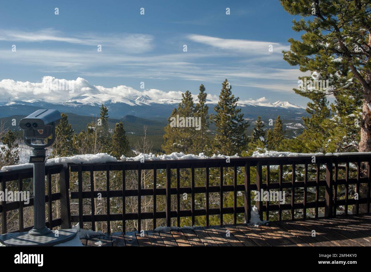 The view of the Continental Divide, as seen from Panorama Point in Colorado's Golden Gate Canyon State Park. Stock Photo