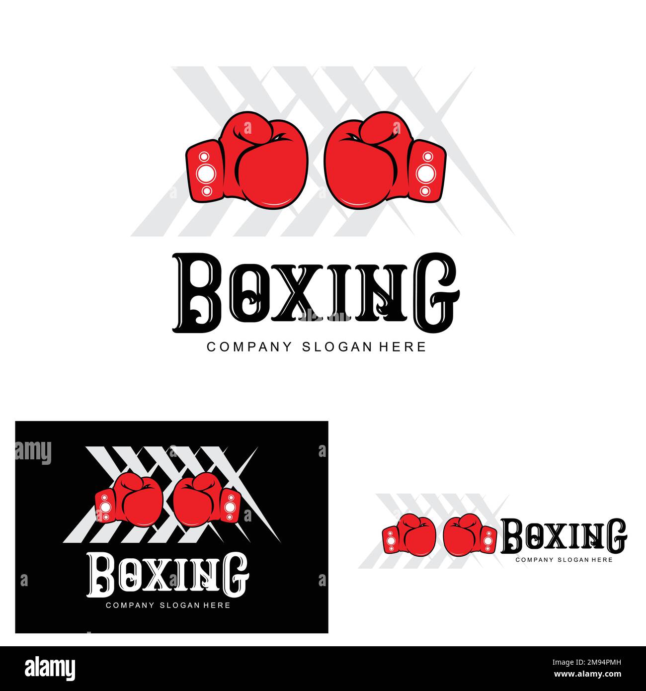 Boxing Gloves Logo Design, Wrestling Ring Fighter ArtVector
