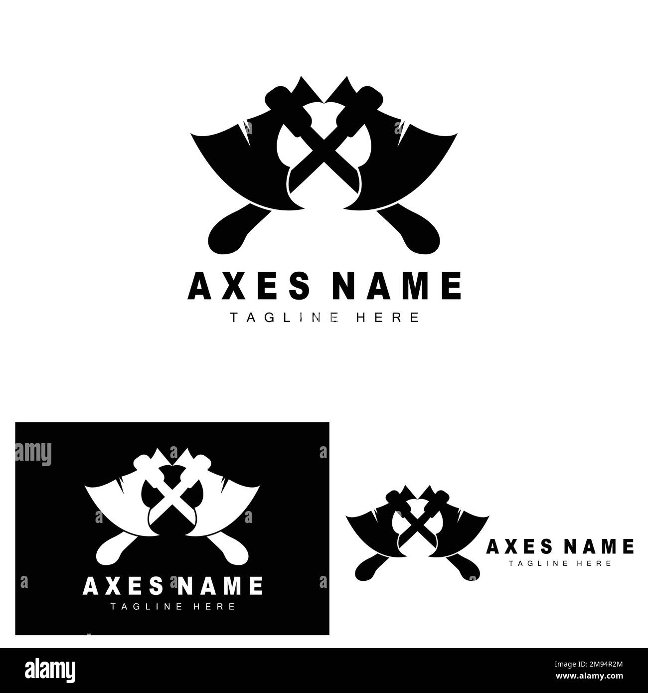Ax Logo Design, War Tool Illustration and Woodcutter Vector Stock Vector