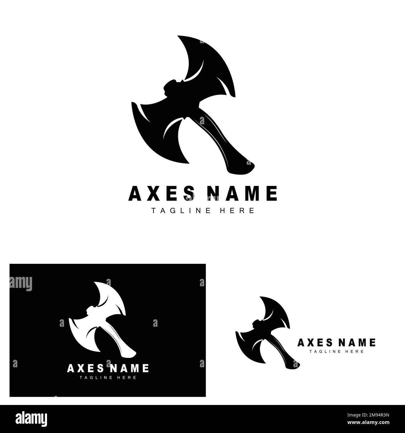 Ax Logo Design, War Tool Illustration and Woodcutter Vector Stock Vector