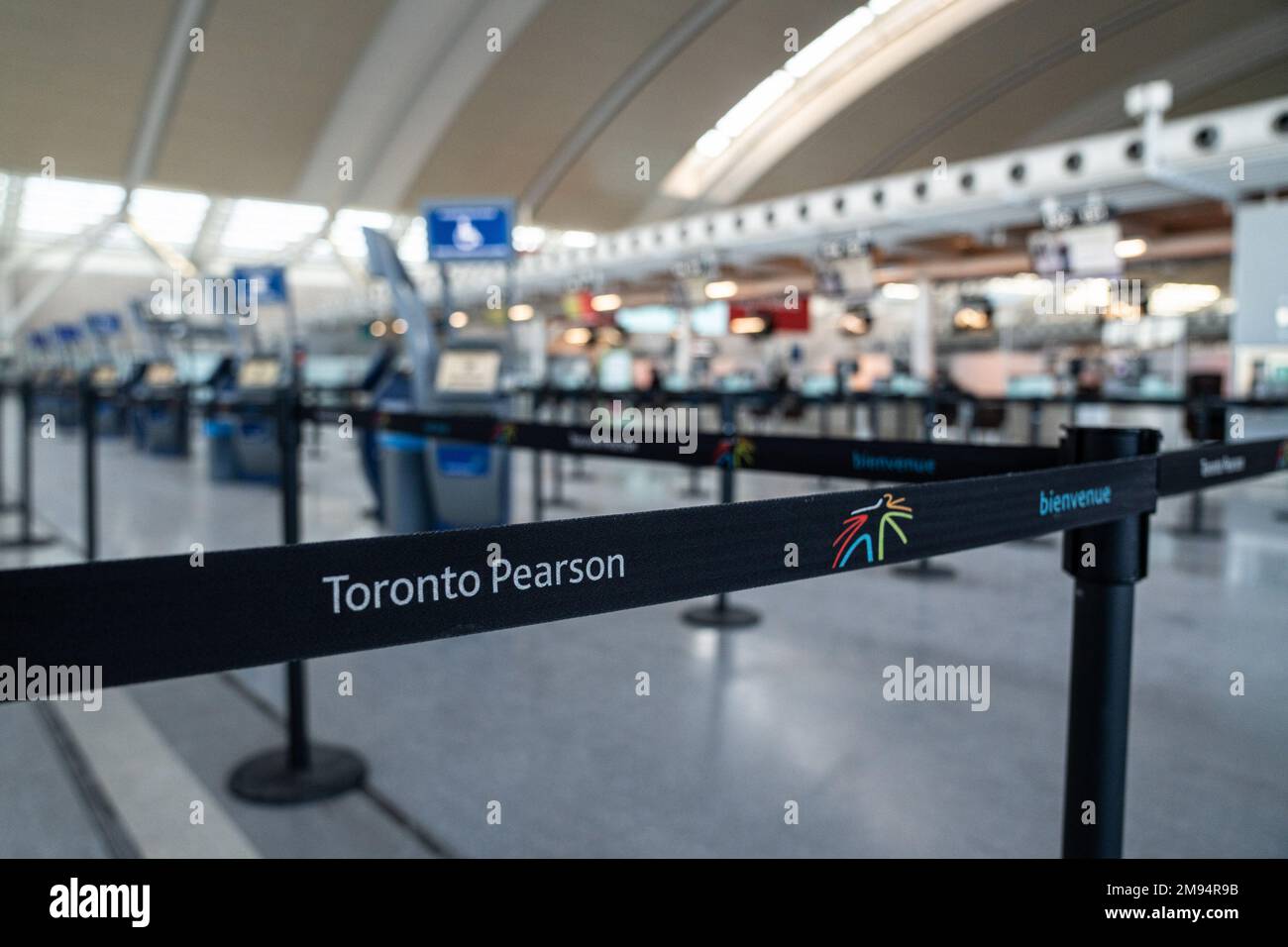 Toronto, Canada. 16th Jan, 2023. A Toronto Pearson barrier at the YYZ