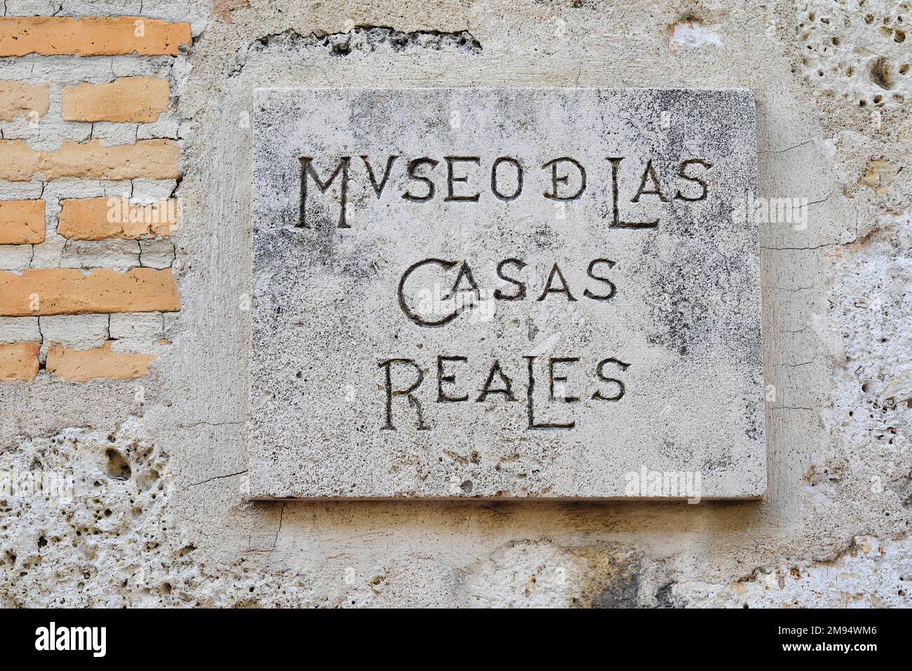 Museo de las Casas Reales Stone Tablet, Santo Domingo, Dominican Republic, Caribbean, Central America Stock Photo