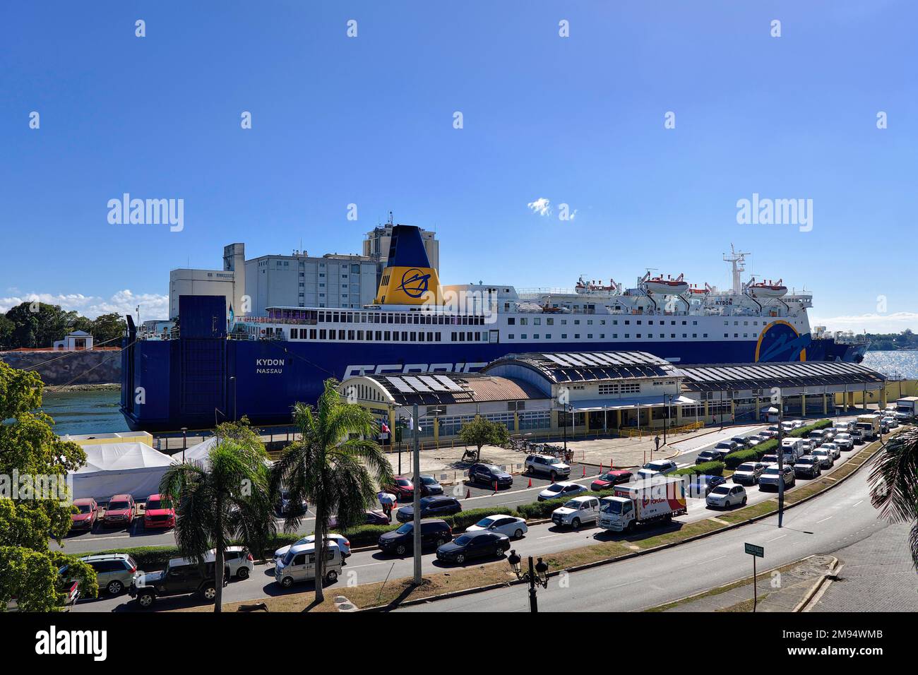 Ferry Kydon in the port of Santo Domingo, Santo Domingo, Dominican Republic, Caribbean, Central