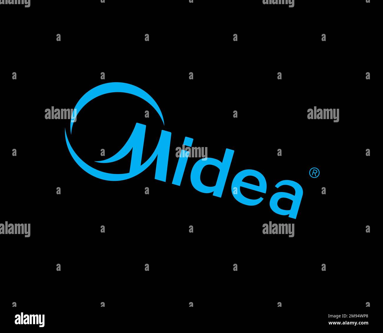 Midea Group, rotated logo, black background B Stock Photo Alamy