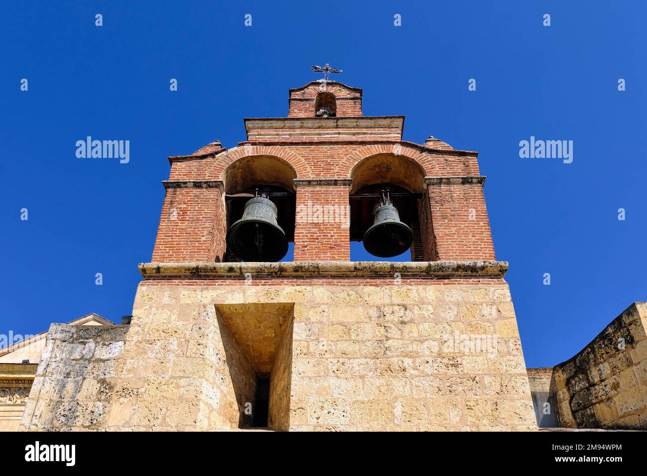 Bell Tower of the Basilica Cathedral of Santa Maria la Menor, 1512, Unesco World Heritage Site, Zona Colonial, Santo Domingo, Dominican Republic Stock Photo