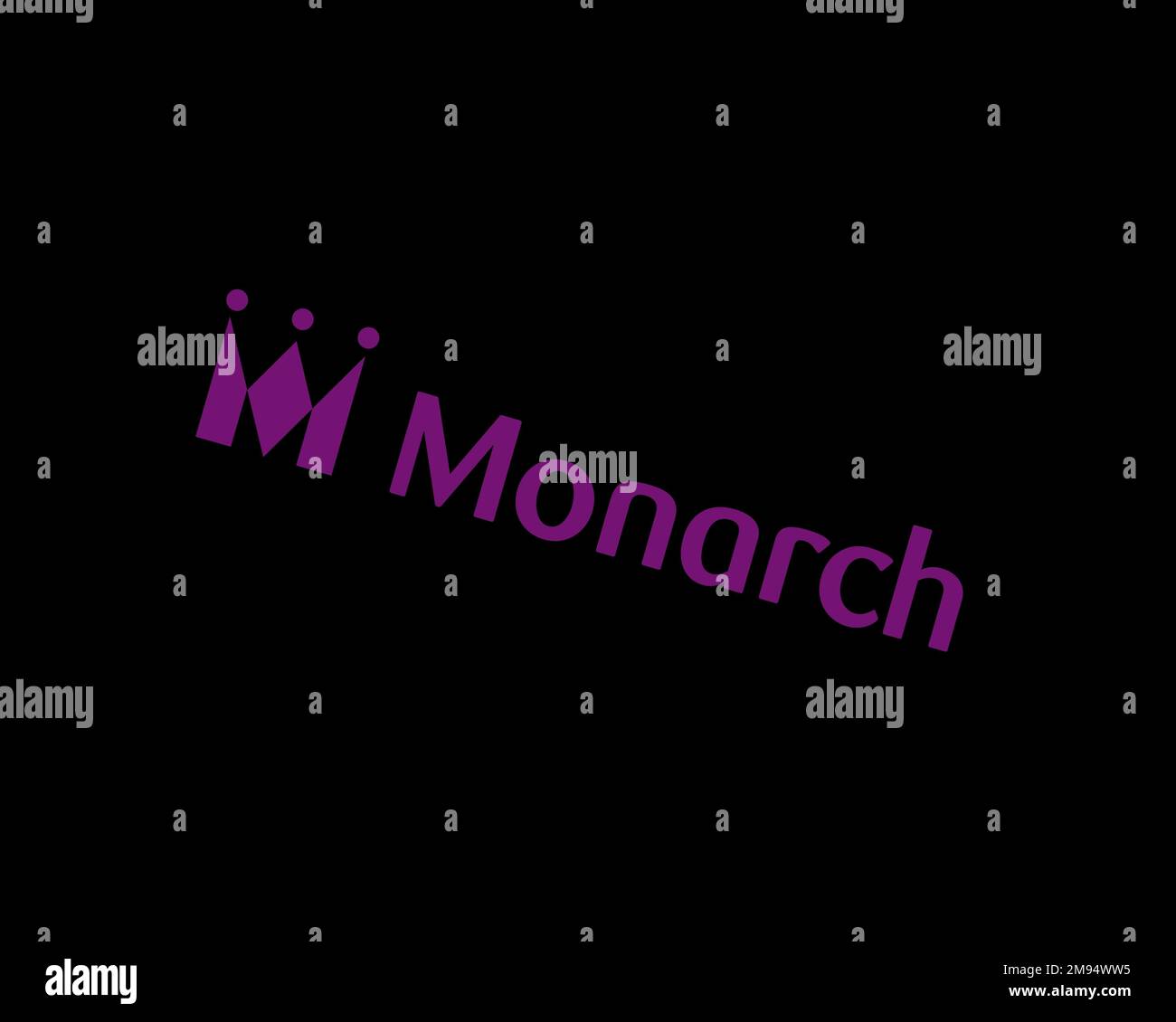 Monarch Airline, rotated logo, black background B Stock Photo - Alamy