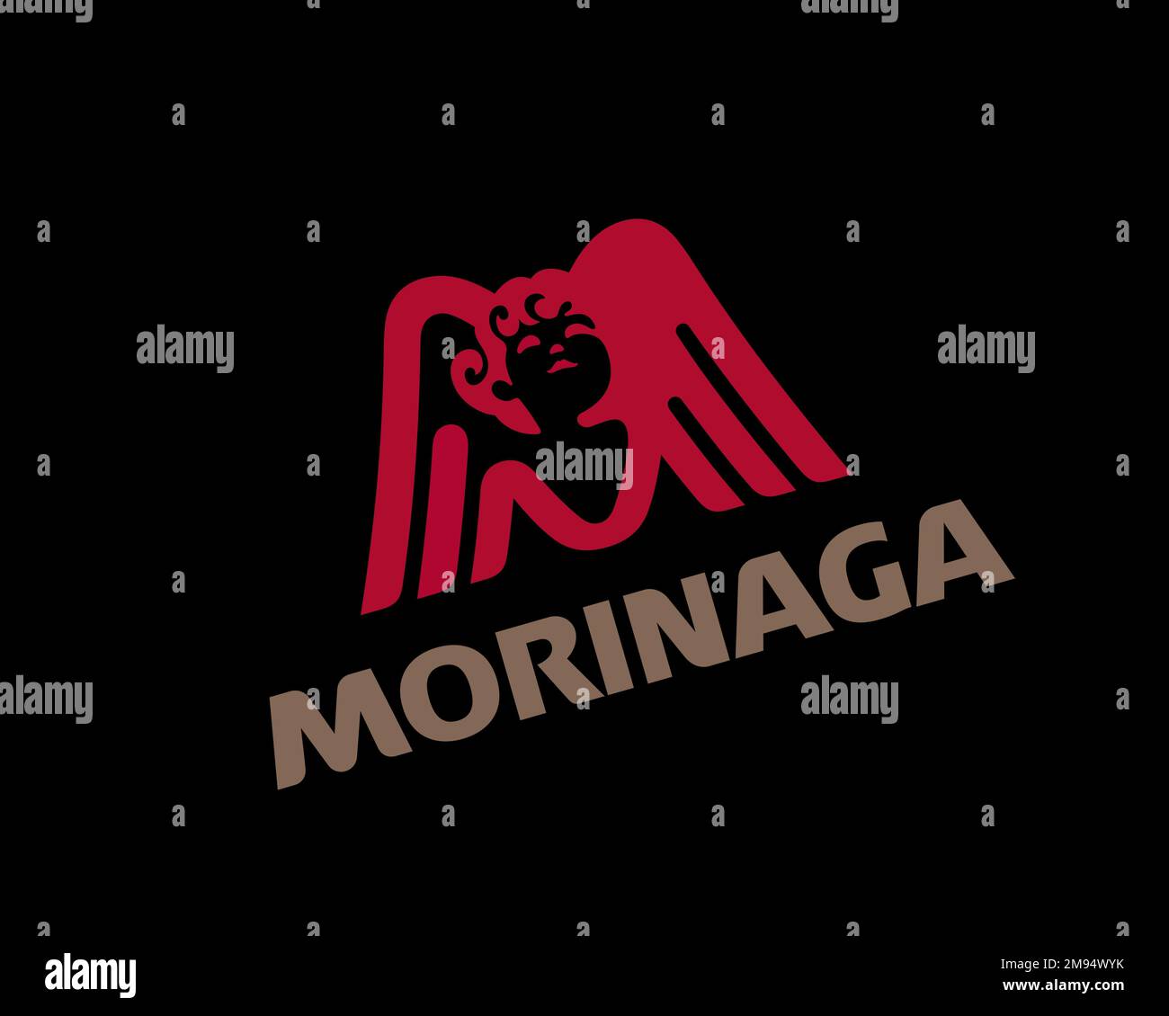 Morinaga & Company, rotated logo, black background Stock Photo