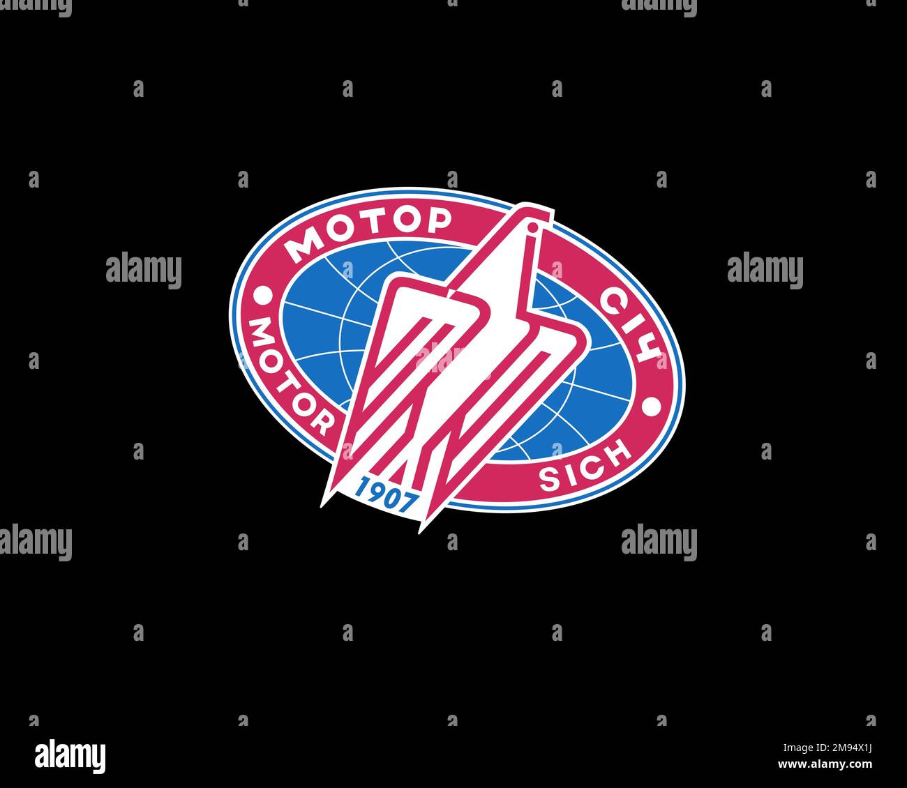 Motor Sich, rotated logo, black background B Stock Photo Alamy