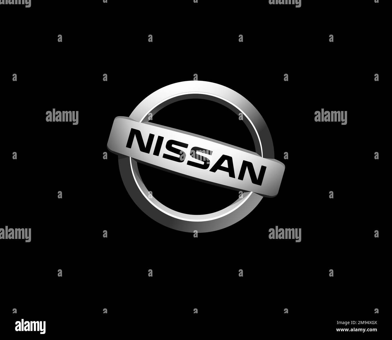 Nissan Motor India Private Limited, Rotated Logo, Black Background B Stock Photo