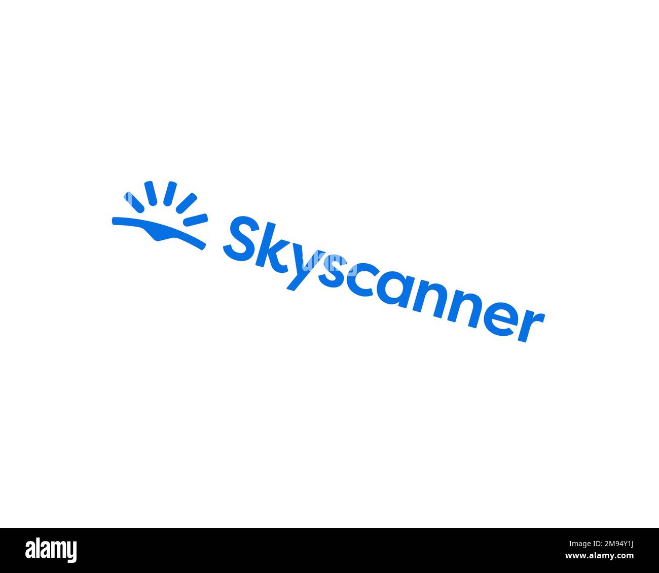 Skyscanner, Rotated Logo, White Background B Stock Photo - Alamy