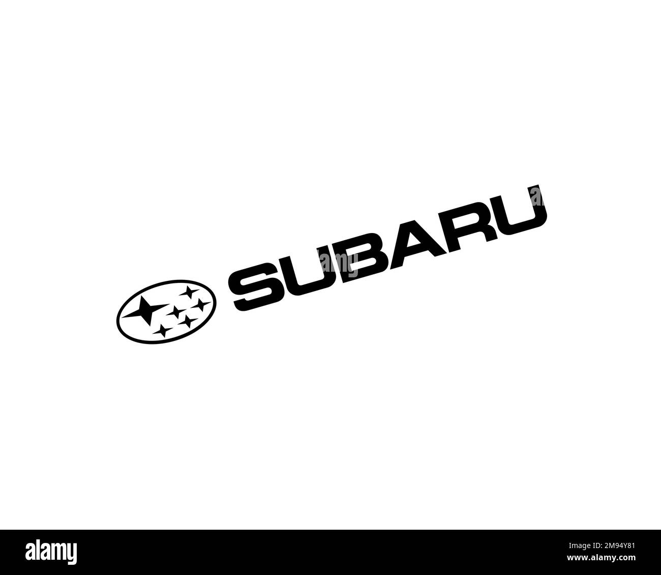 Subaru, Rotated Logo, White Background Stock Photo