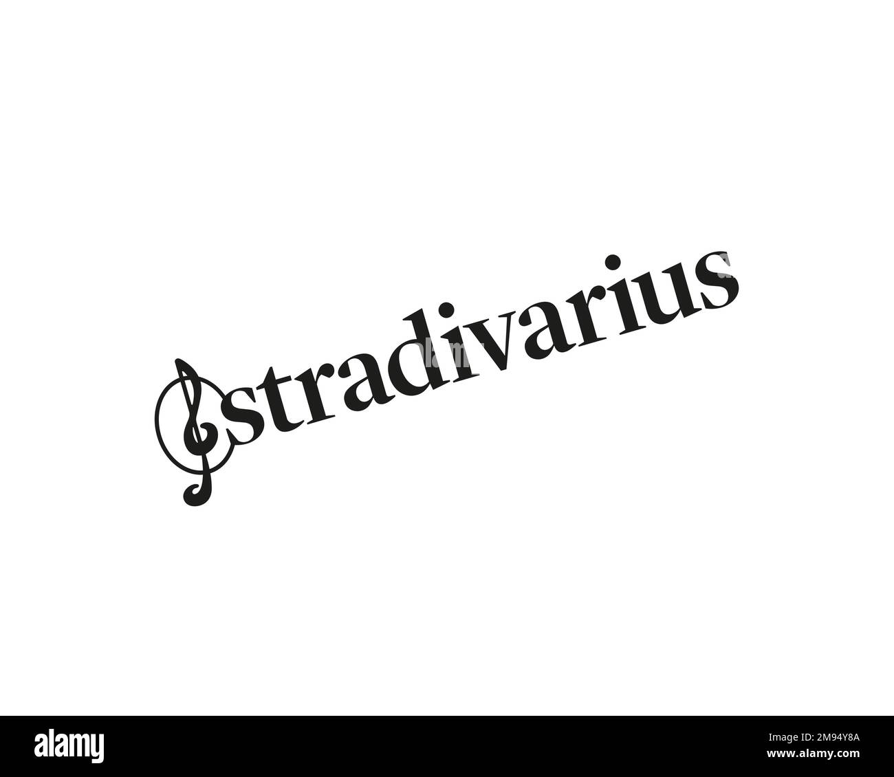 Stradivarius clothing brand, rotated logo, white background Stock Photo