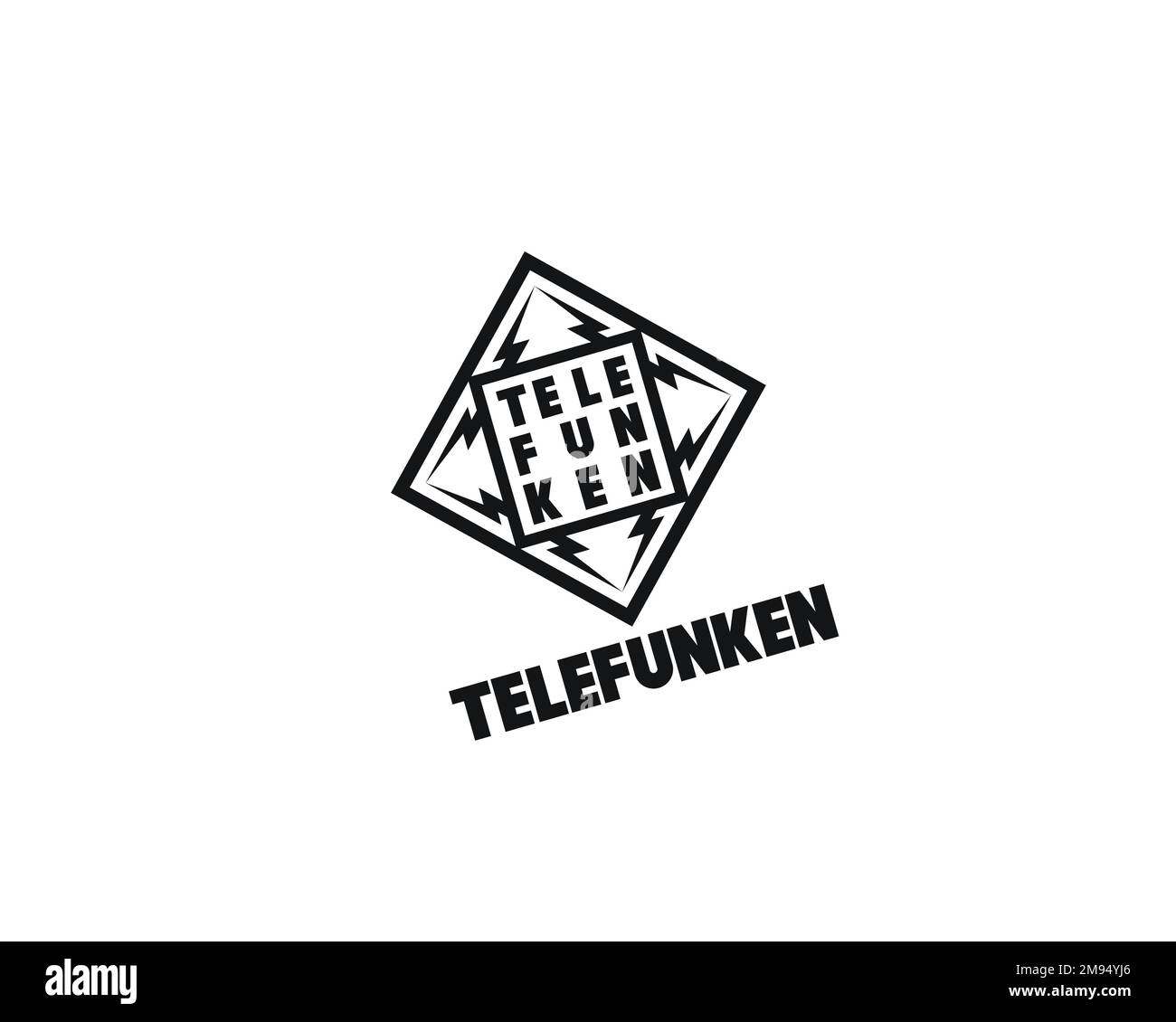 Telefunken, rotated logo, white background Stock Photo