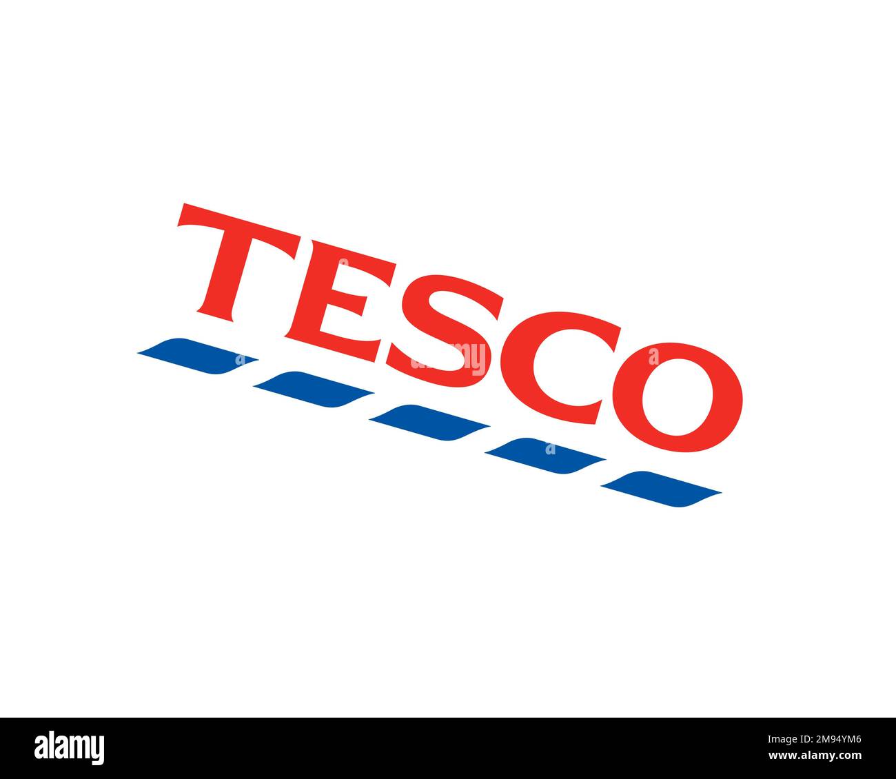 Tesco, rotated logo, white background B Stock Photo