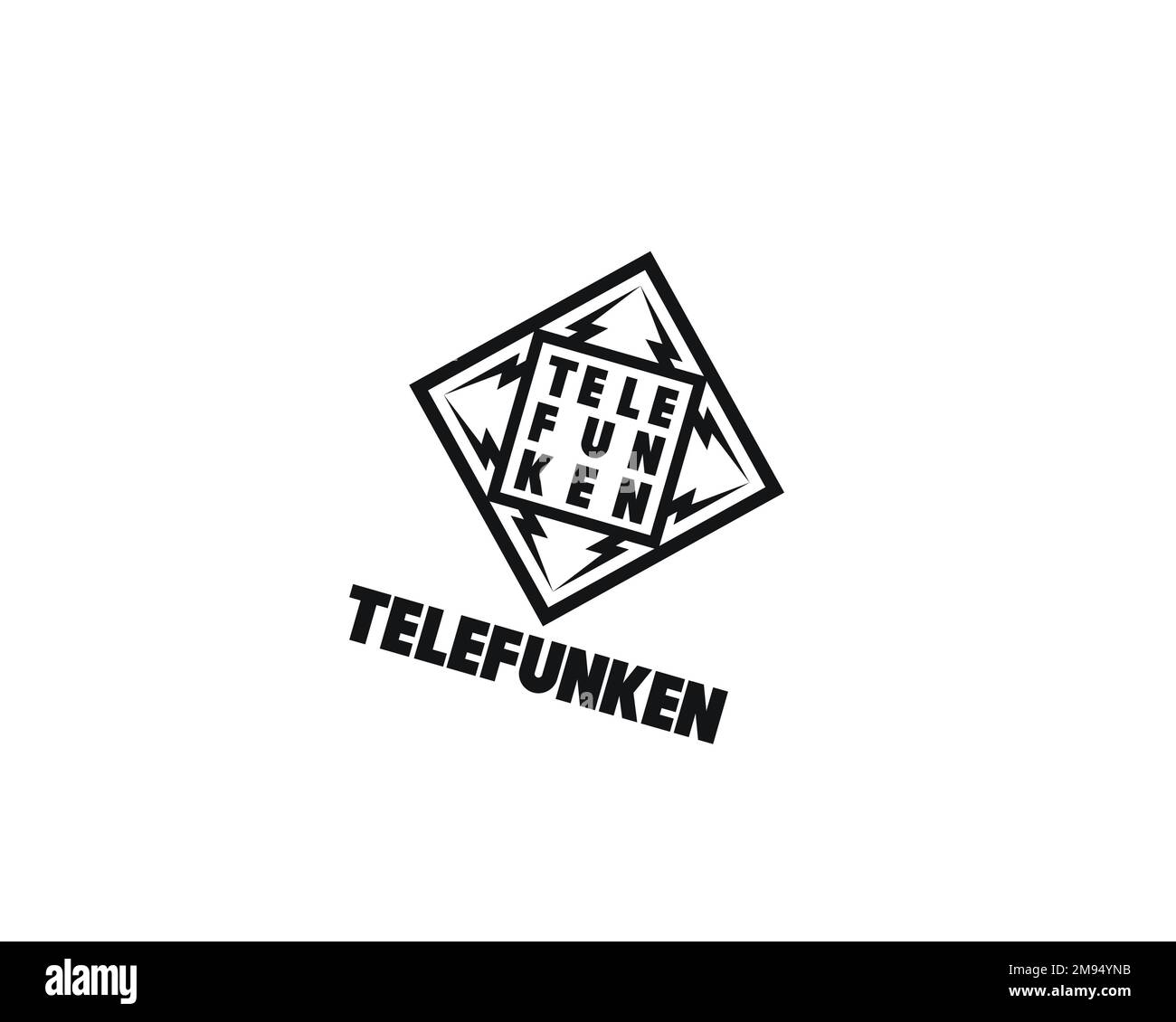 Telefunken, rotated logo, white background B Stock Photo