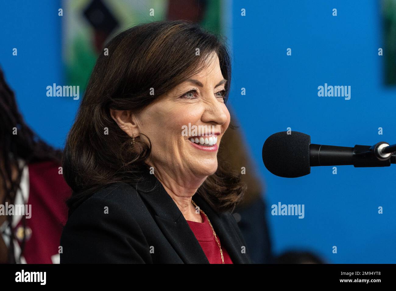 New York, USA. 16th Jan, 2023. Governor Kathy Hochul speaks during
