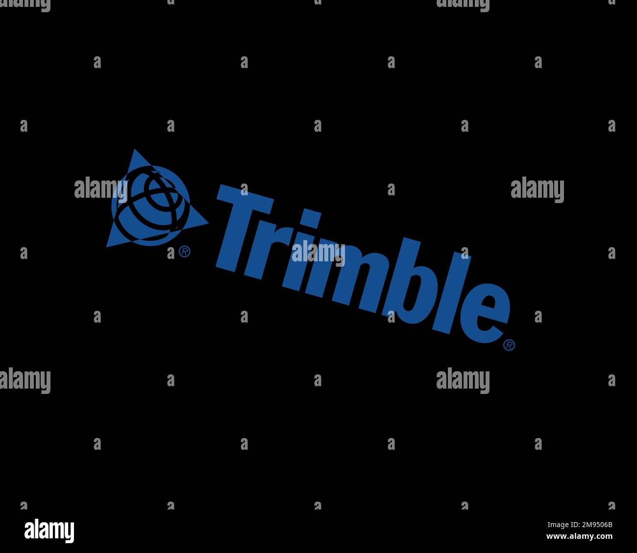 Trimble company, rotated logo, black background B Stock Photo - Alamy