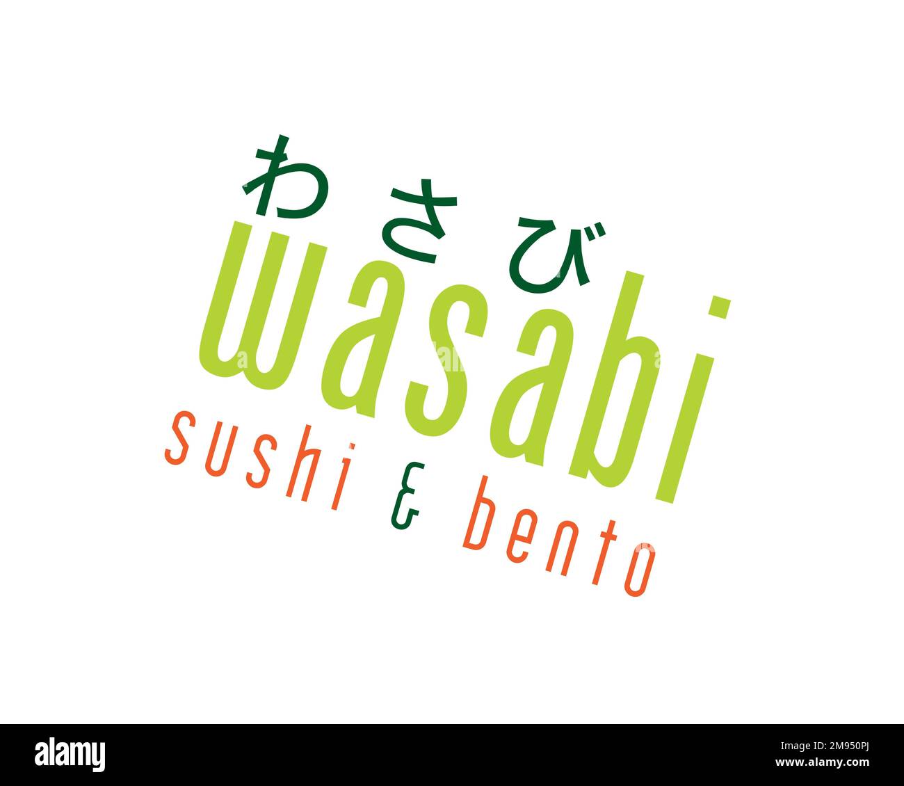 Wasabi restaurant, rotated logo, white background B Stock Photo Alamy