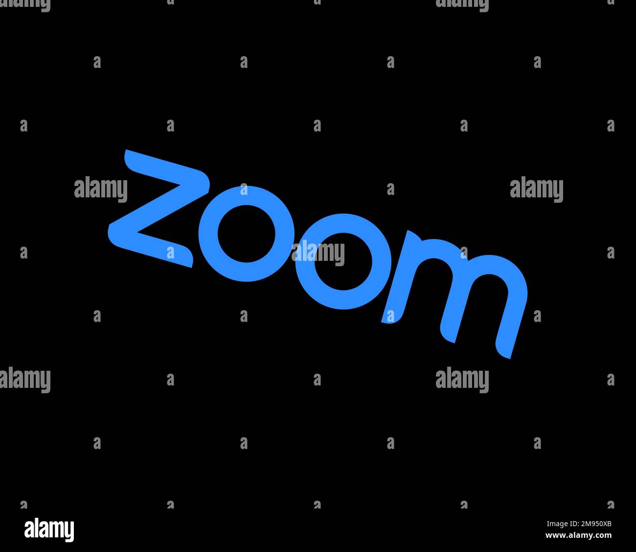 Zoom Video Communications, rotated logo, black background B Stock Photo