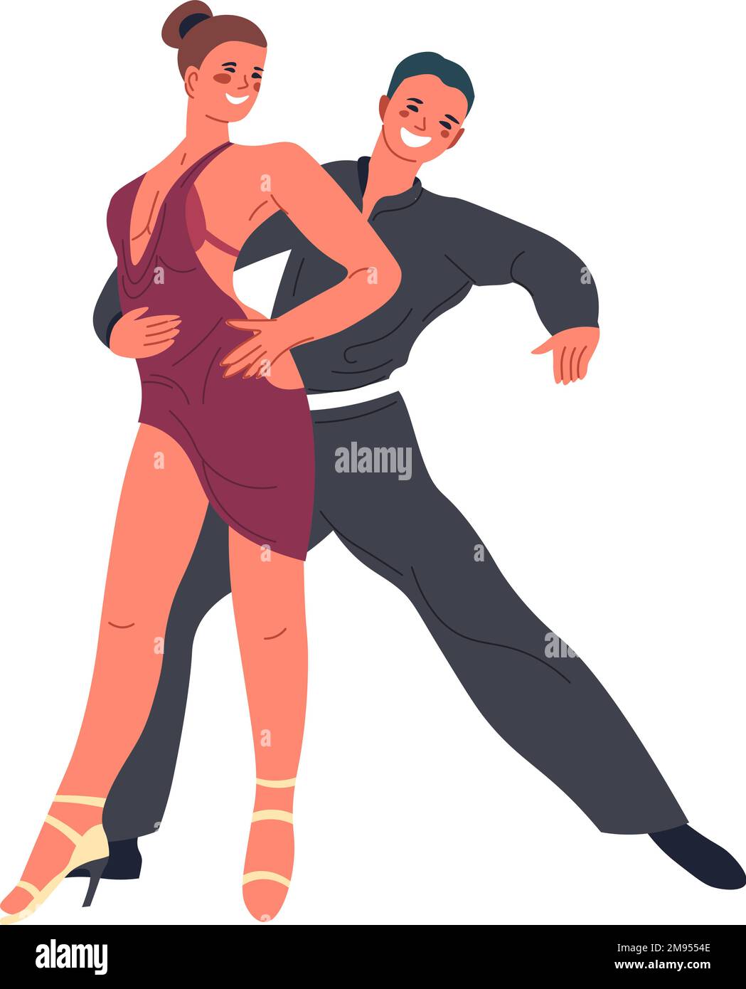 Dancing man and woman, dancers on stage training Stock Vector Image ...