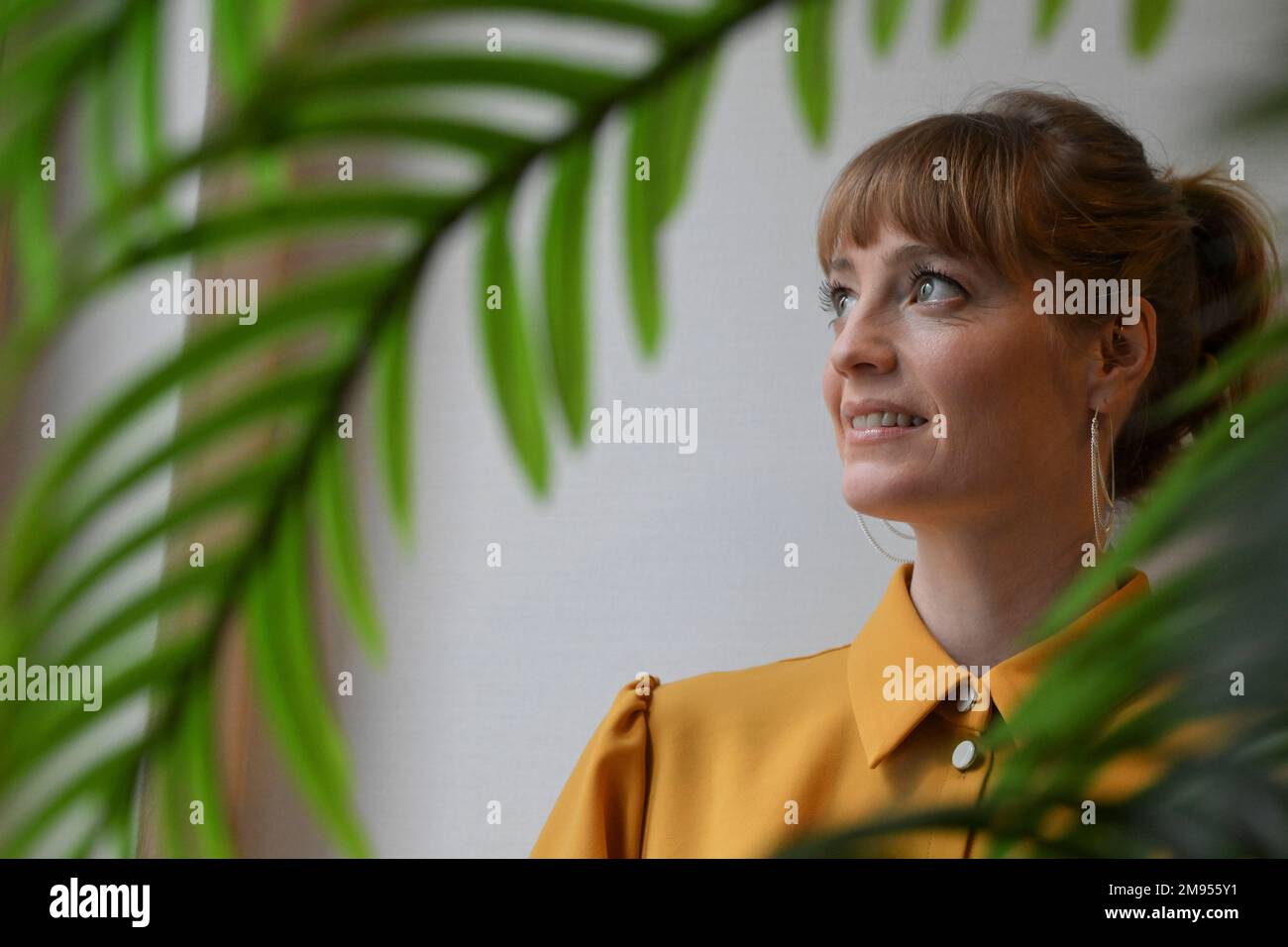 Berlin, Germany. 16th Jan, 2023. Actress Leonie Benesch at a press event in a hotel. At the Berlinale, she is honored as a shooting star. Credit: Jens Kalaene/dpa/Alamy Live News Stock Photo