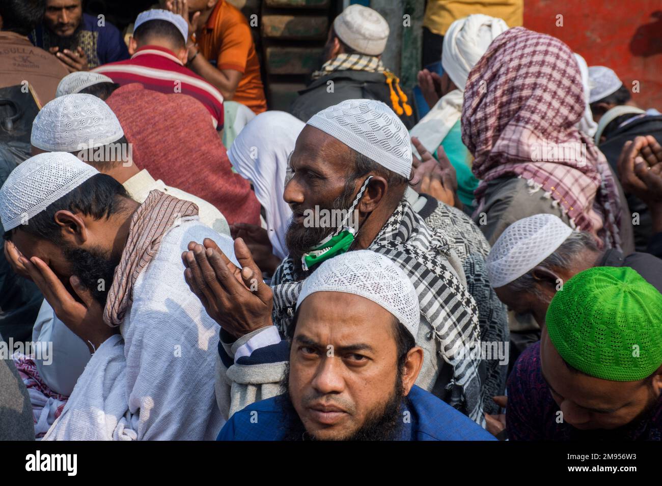 Bangladesh. 15th Jan, 2023. The Bishwa Ijtema, the second largest the World or Global Congregation of the Muslims, concluded today as thousands of devotees prayed for peace, progress and welfare of the country as well as the Muslim Ummah. Three-day Bishwa Ijtema will end on the banks of the Turag in Tongi on Sunday through the Akheri Munajat or concluding prayers, with over 2.5 million devotees expected to take part. Bangladesh Railway (BR) has made arrangements to operate 21 special trains from Dhaka to different areas of the country with a view to facilitating the movement of devotees on t Stock Photo
